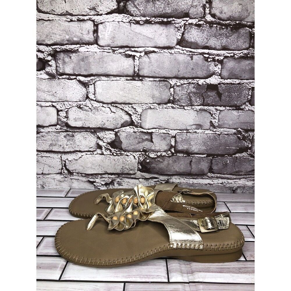 Soul of Africa Brown Leather Flower Ruffle Slingback Sandals Women’s 11M US/42EU